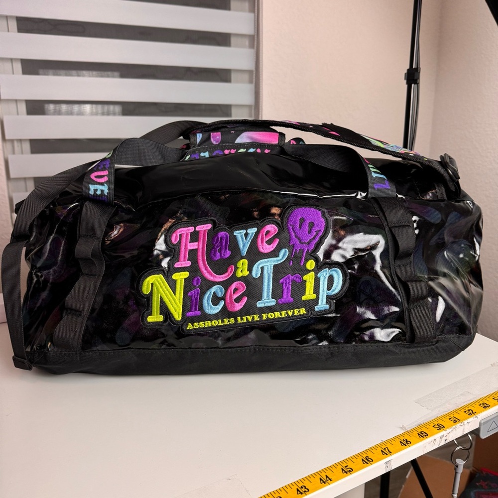 Assholes Live Forever Have A Nice Trip Duffle Bag Backpack Rainbow Mushroom RARE - Picture 4 of 12